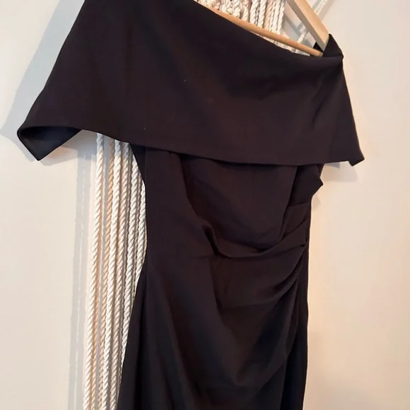 Vince Camuto Off-Shoulder Black Midi Dress - Picture 2 of 5